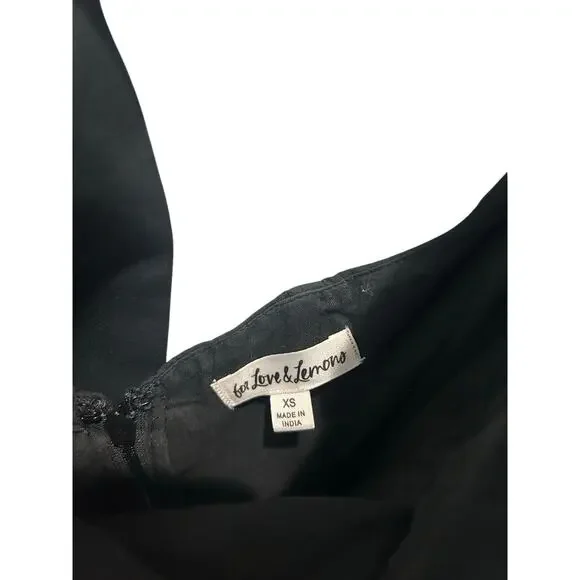 For Love & Lemons Ruth Mini Dress Black 100% Organic Cotton Size XS Coquette